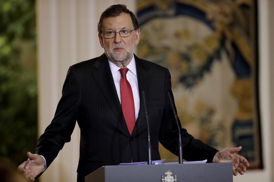 Mariano Rajoy Moncloa Jauregian egin duen agerraldian. Argazkia: EFE