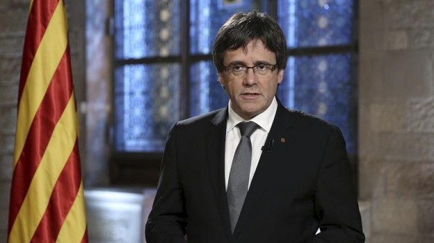 Carles Puigdemont, durante el mensaje institucional con motivo del Fin de Año. Foto: EFE