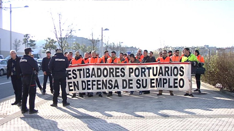 Protesta de los estibadores de Pasaia. Foto: EiTB