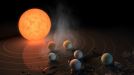 Trappist-1 planeta sistema aurkitu dute, baliteke hirutan bizia egotea. Argazkia: NASA