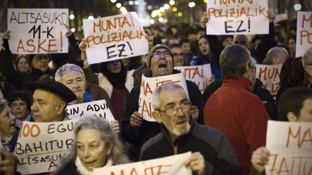 Manifestación de apoyo a los jóvenes detenidos en Alsasua. Foto: EFE