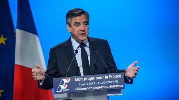 François Fillon en un mitin en Aubervilliers. Foto: EFE