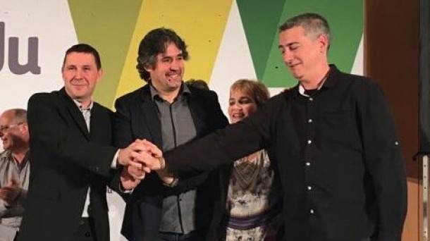 Otegi, Urizar y Matute, en un acto de EH Bildu. Foto: @ehbildu