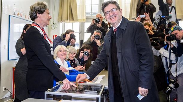 Melenchon, durante la primera vuelta. Foto: Efe