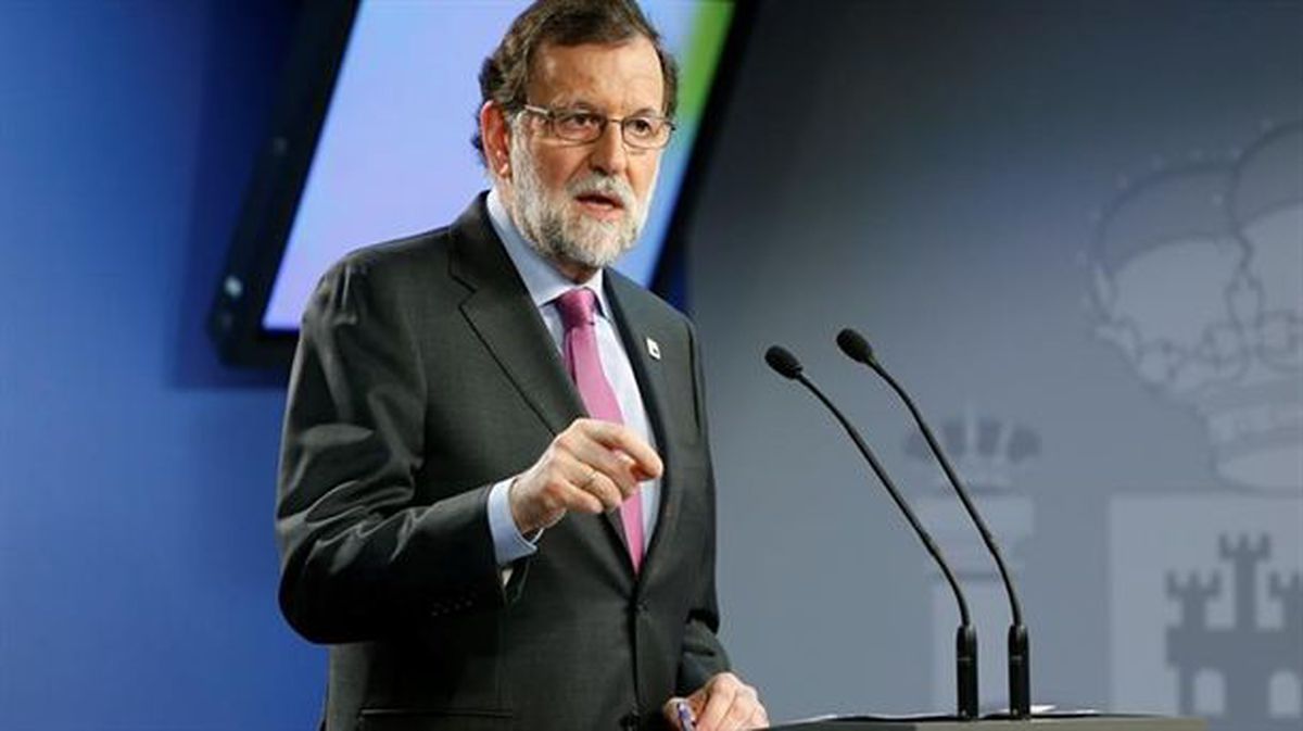 Mariano Rajoy, en la rueda de prensa ofrecida en Bruselas. EFE