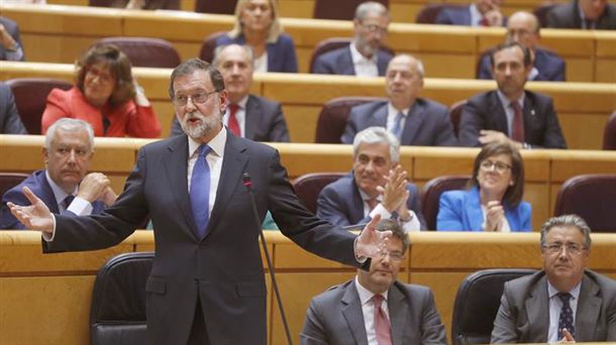 Mariano Rajoy, ayer, en el Senado. EFE. 