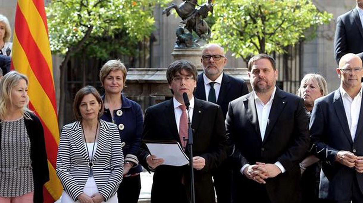 Comparecencia en la que Carles Puigdemont anunció el referéndum del 1 de octubre. Foto: EFE