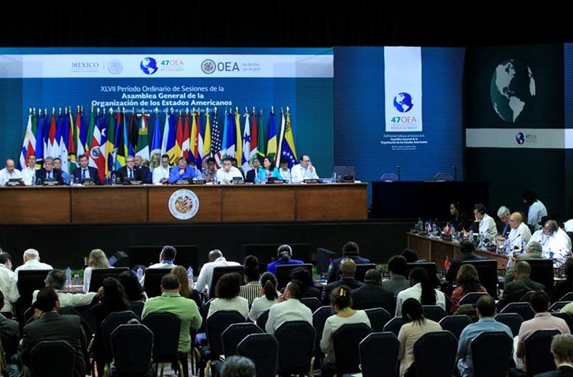Reunión de la Organización de Estados Americanos, hoy, en Cancún. Foto: EFE