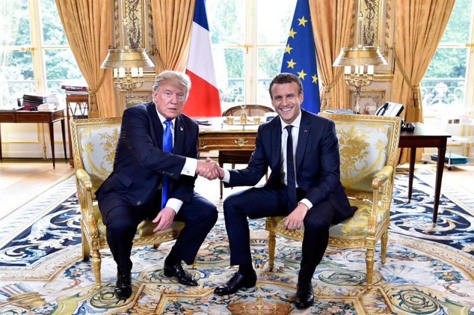 Trump y Macron, hoy. Foto: Efe