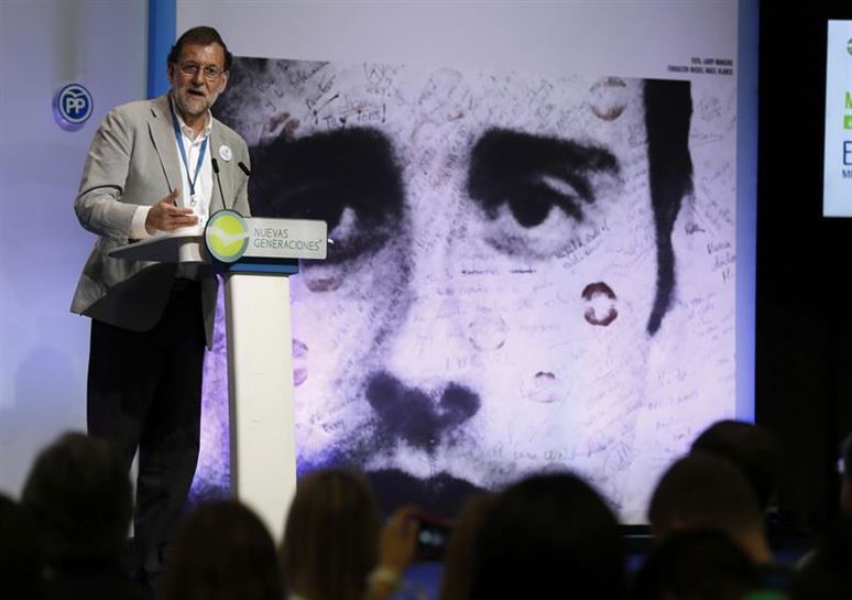 Mariano Rajoy, Bilbon izandako agerraldian. Argazkia: EFE