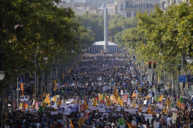 Manifestación contra los atentados en Cataluña bajo el eslogan "No tinc por" (No tengo miedo). EFE