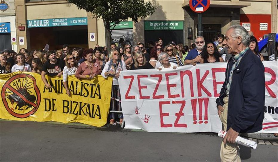 Manifestación antitaurina en Bilbao. Foto: EFE