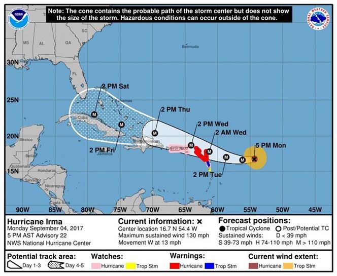 El huracán Irma alcanza la máxima categoría en su ruta hacia el Caribe