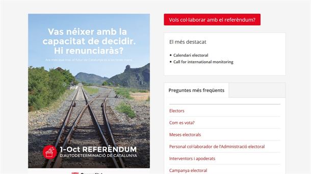 Ya es posible registrarse como voluntario en el referéndum del 1-O. Foto: Generalitat.