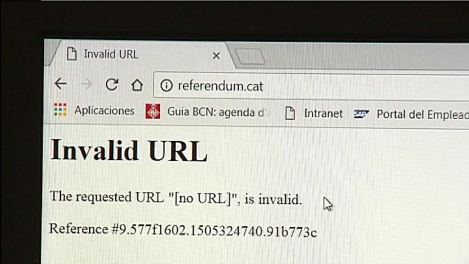 La página web clausurada referendum.cat. Imagen: EiTB 