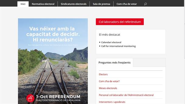 La página web con los puntos de votación del 1-O. Imagen de archivo: EiTB