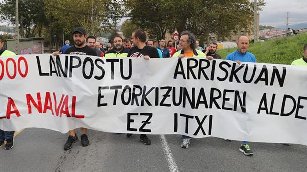 Naval ontziolako langileen manifestazioa. Artxiboko irudia: EFE