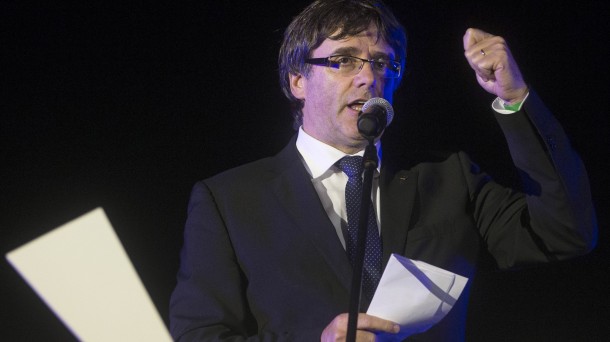 Carles Puigdemont, atzo Bartzelonako azken ekitaldian. Argazkia: EFE