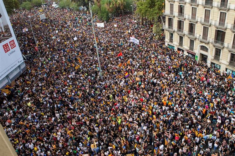 Movilización celebrada el 3 de octubre en Barcelona. Foto: EFE