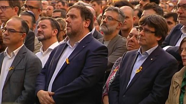 Oriol Junqueras, Jordi Sanchezen askatasuna eskatzeko manifestazioan.