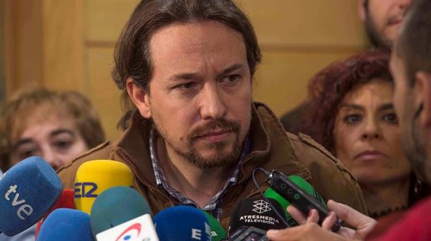 Pablo Iglesias adierazpenak egiten. Argazkia: Efe.