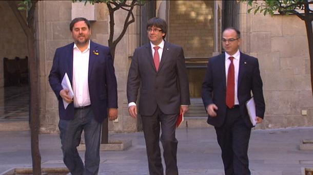 Junqueras, Puigdemont y Turull, en una imagen de archivo. 