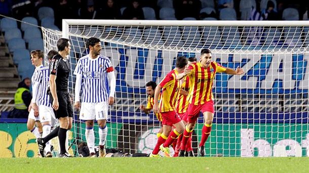 Jugadores del Lleida celebrando uno de los tres goles que han metido. Foto: EFE