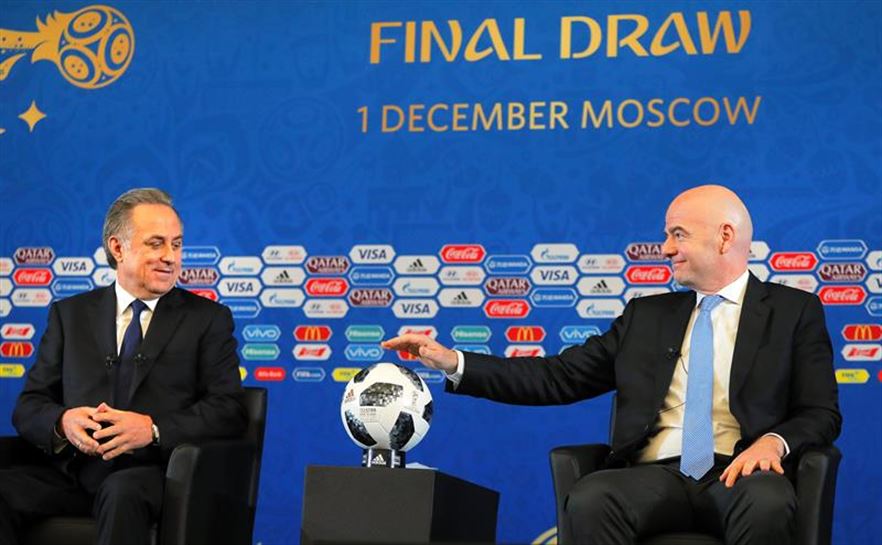 Gianni Infantino, FIFAko presidentea eta Vitaly Mutko, Errusiako ministroa