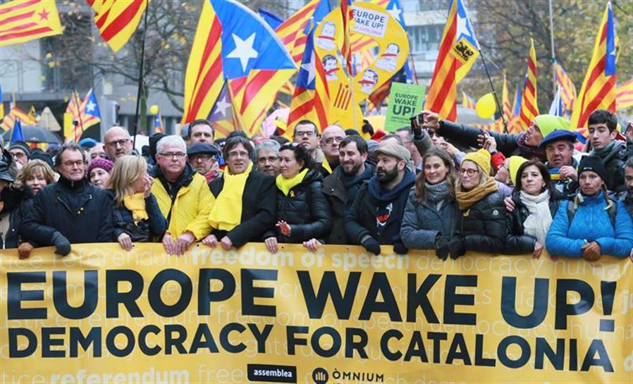 Manifestación realizada por el movimiento soberanista catalán en Bruselas. Foto de archivo: EFE