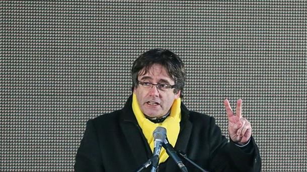 Puigdemont, atzo, Bruselan egindako manifestazioan. Argazkia: EFE