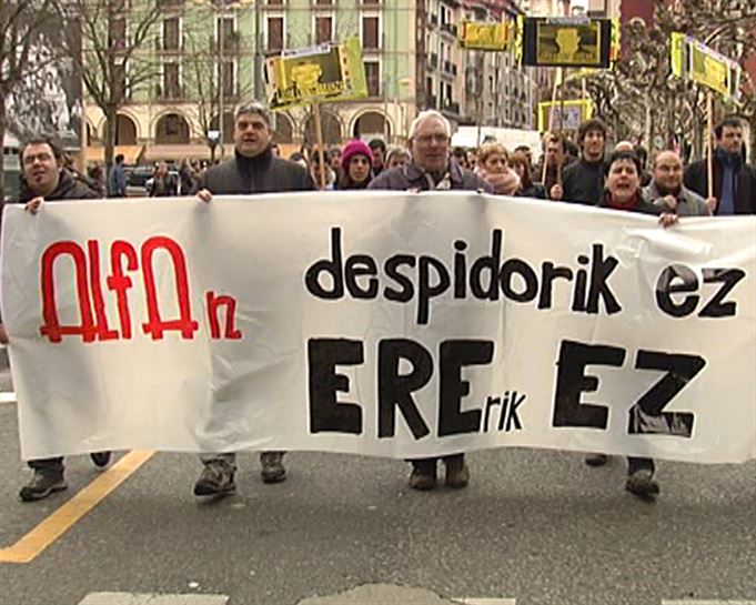 Manifestación de trabajadores de Alfa en Eibar.