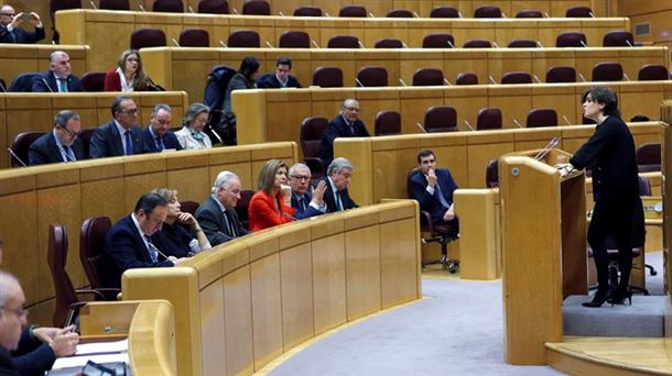 Soraya Sáenz de Santamaría ha informado en el Senado de la gestión del 155. Foto: EFE