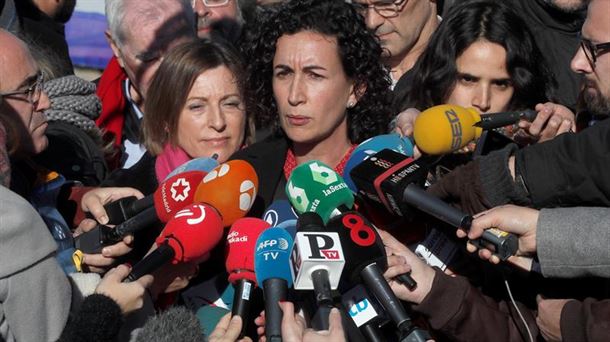 Marta Rovira en el acto organizado por Esquerra a las puertas de la prisión de Estremera. Foto: EFE.