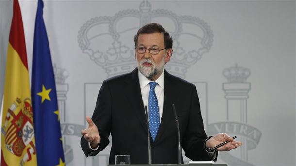 Mariano Rajoy en rueda de prensa hoy desde Moncloa. 