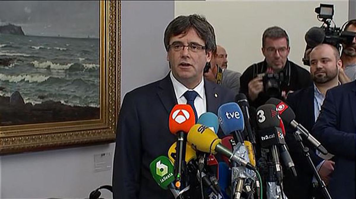 Carles Puigdemont, en una comparecencia anterior. Foto: captura de pantalla de un vídeo de EiTB. 