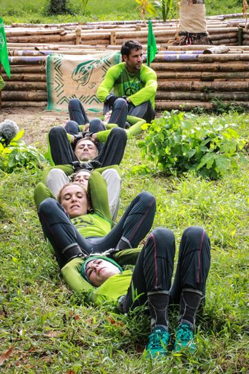 El equipo verde en la prueba del laberinto.