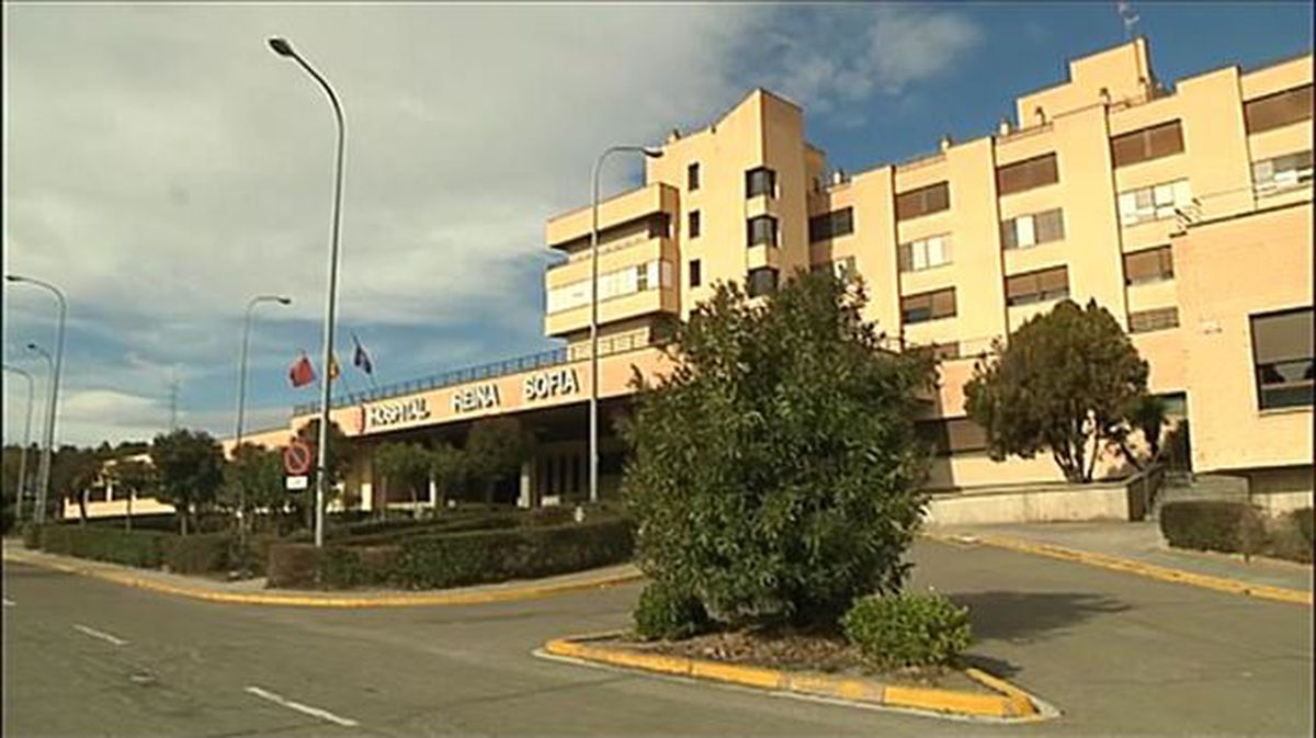 Hospital de Tudela. Imagen de un vídeo de archivo de ETB