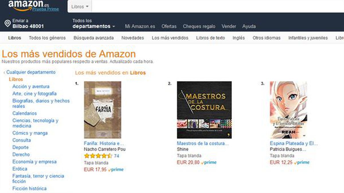 "Fariña" liburua salduenen artean, Amazonen. Argazkia: Amazon webgunetik hartuta.