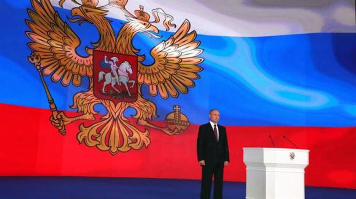 El presidente de Rusia, Vladímir Putin, durante el discurso sobre el estado de la nación. Foto: EFE