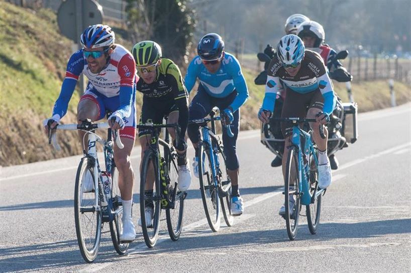 Matthias Frank, Simon yates, Thibaut Pinot eta Nairo Quintana. EFE 