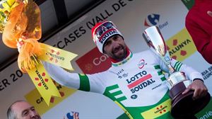 Thomas de Gendt, lider, hirugarren etaparen ostean. EFE