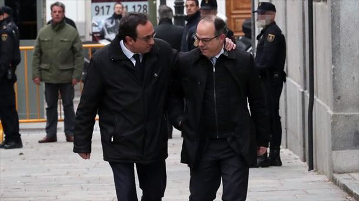 Los consellers ahora en prisión Jordi Turull y Josep Rull, en el Tribunal Supremo. Foto: EFE