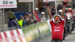 Jarlinson Pantano, garaipena ospatzen. EFE