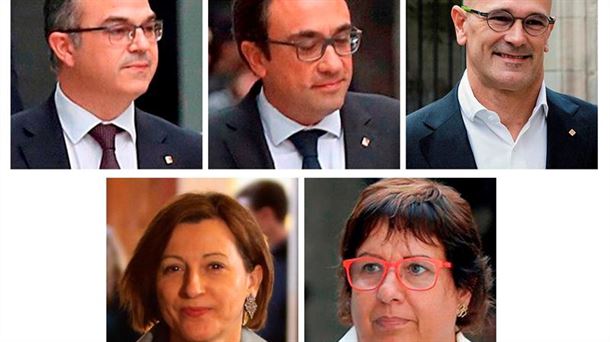 Jordi Turull, Carme Forcadell, Raul Romeva, Josep Rull eta Dolors Bassa. Argazkia: EFE