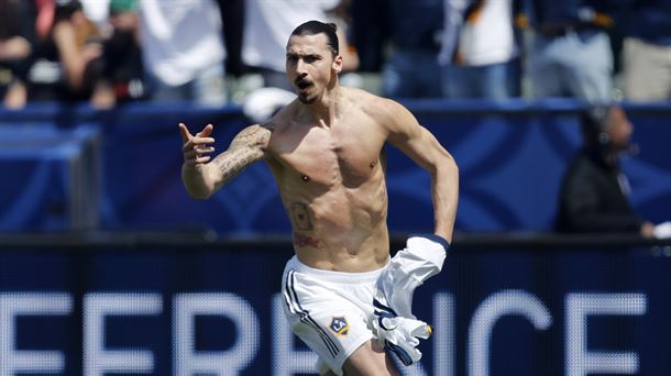 Zlatan Ibrahimovic, celebrando un gol en los L.A. Galaxy