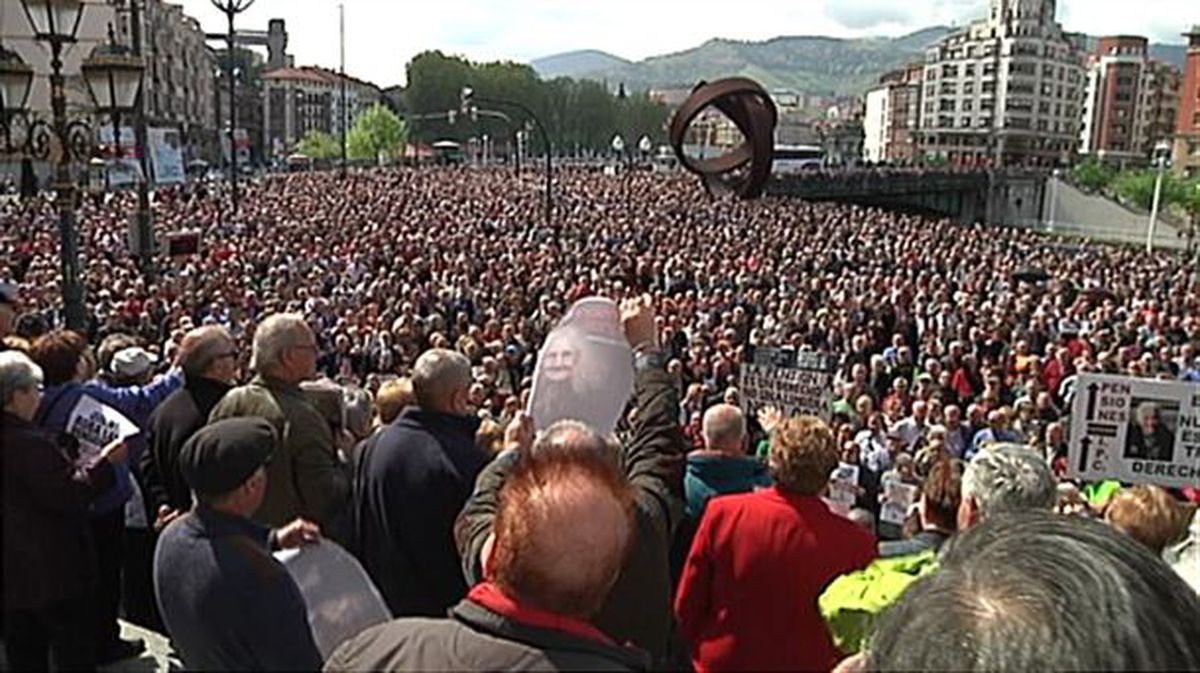 Protesta de pensionistas en Bilbao. EFE