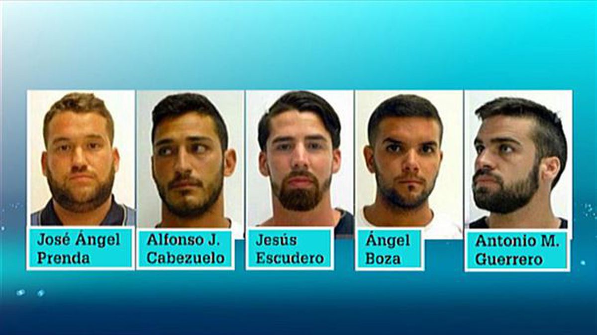 Los cinco condenados durante los sanfermines de 2016. Foto de archivo: EiTB