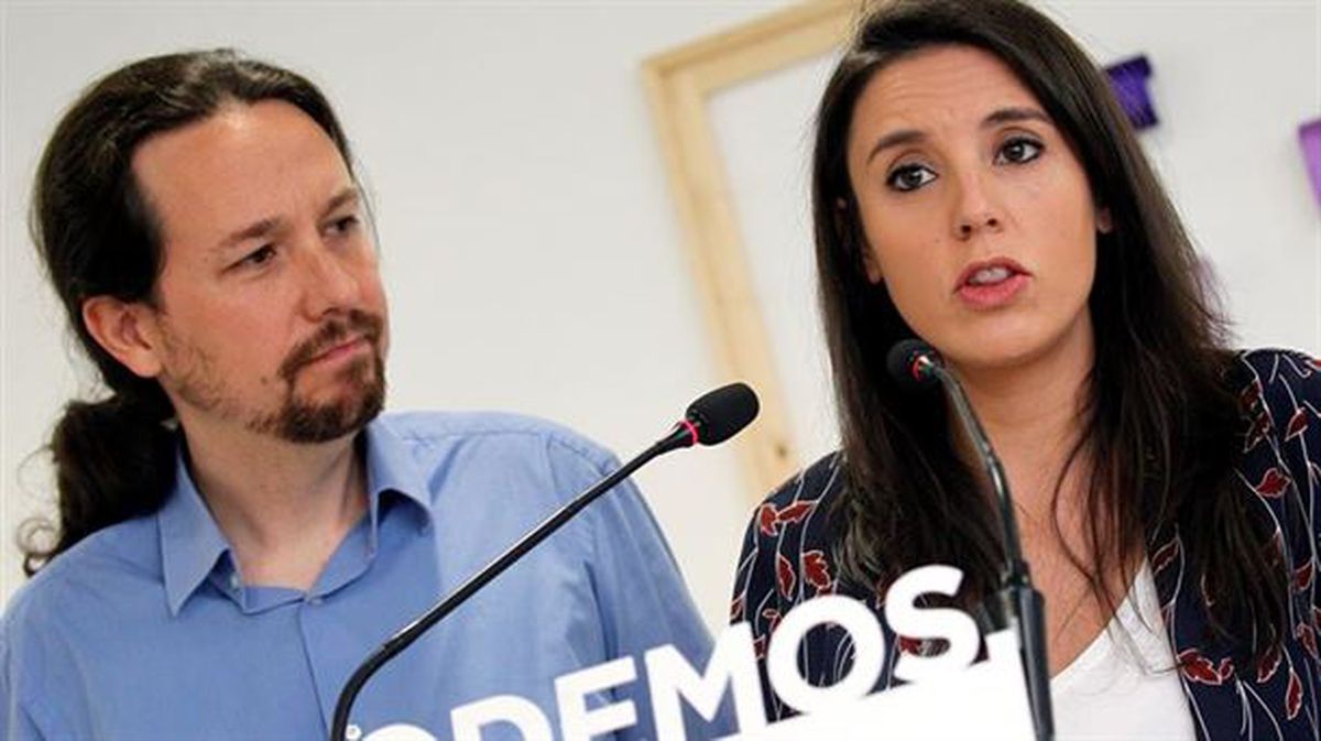 Pablo Iglesias e Irene Montero durante la rueda de prensa del sábado. Foto de archivo: EFE