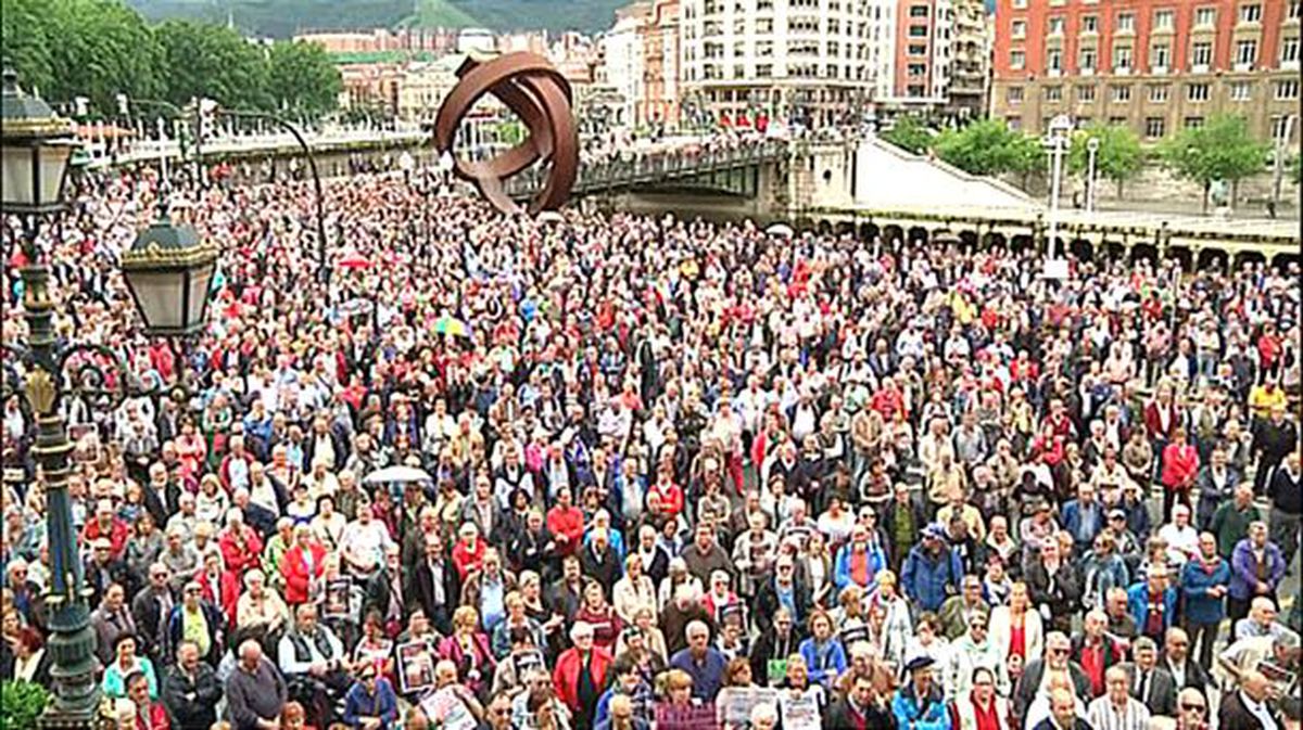 Protesta de pensionistas en Bilbao. Foto: EiTB