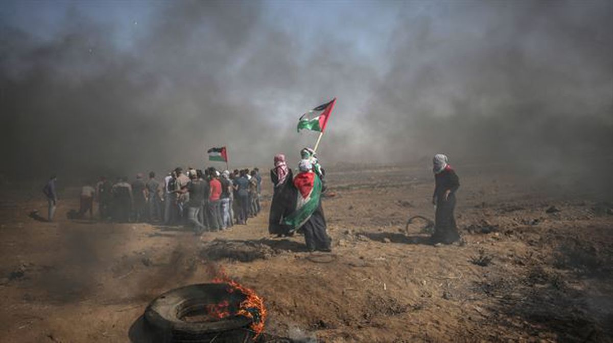 Protestas en la Frontera de Gaza. Imagen: EFE